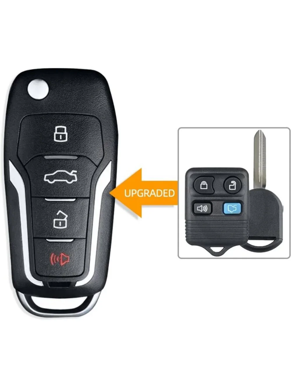 Key Fob Replacement 2 Pack - Keyless Entry for Ford & Mazda Vehicles, Silver